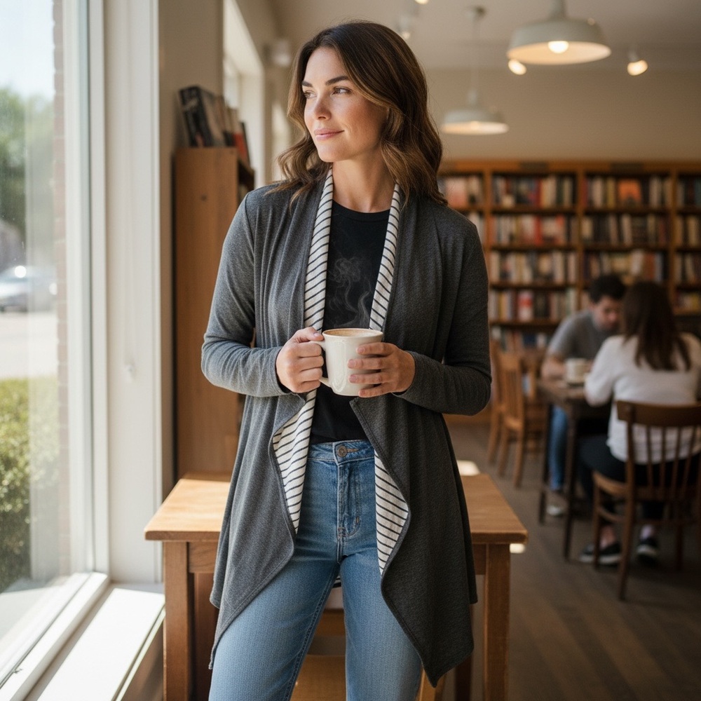 Matilda Jane Gray and Cream Striped Cardigan